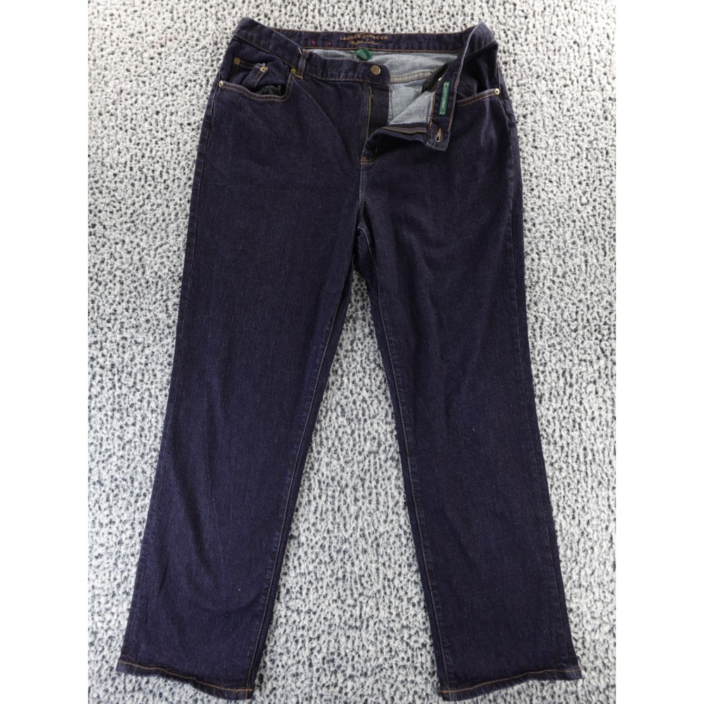 Lauren Jeans Co Ralph Lauren Womens Dark Wash Denim Straight Leg‎ Jeans Size 14